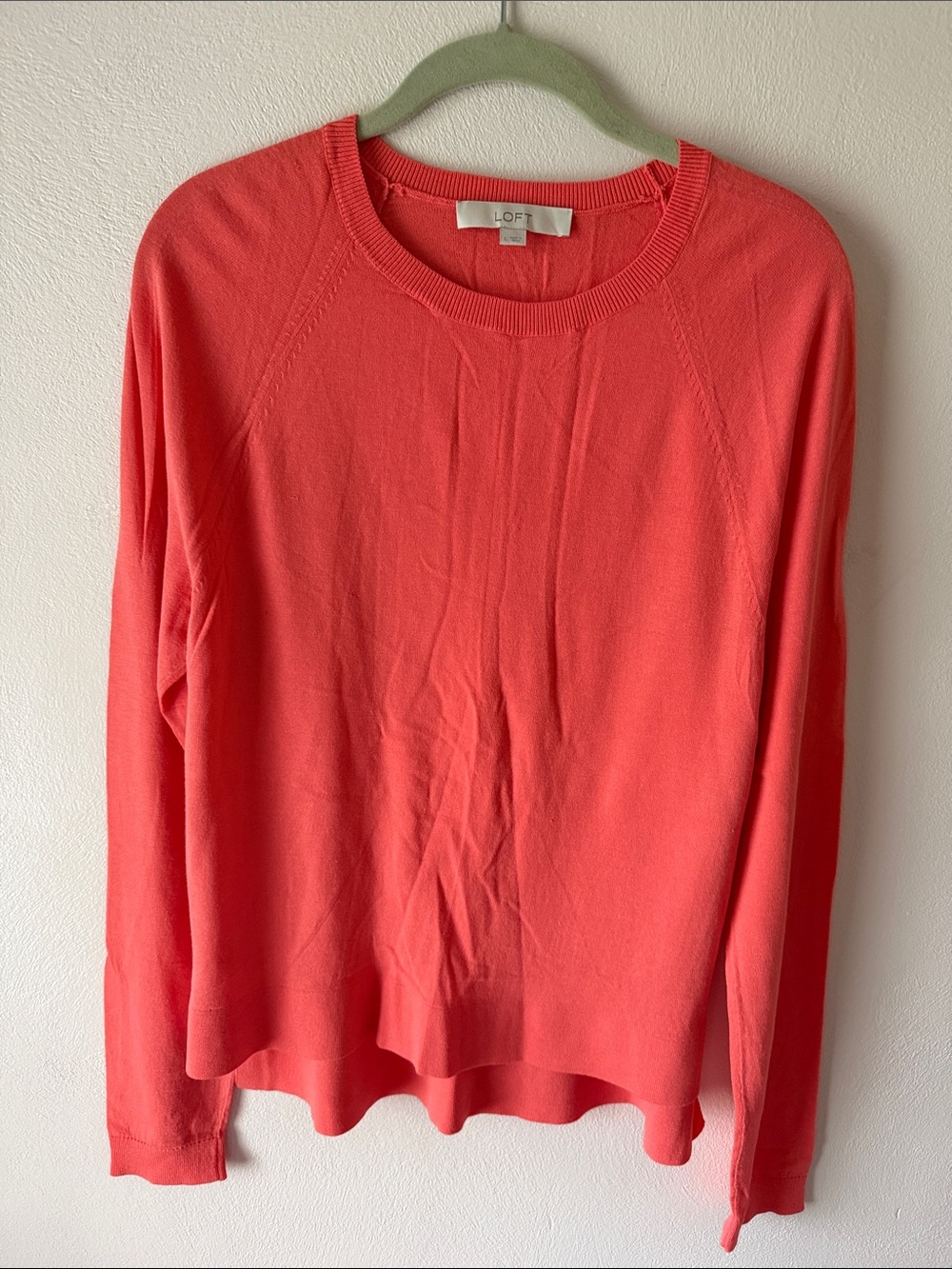LOFT Coral Crewneck Long-Sleeve Pullover